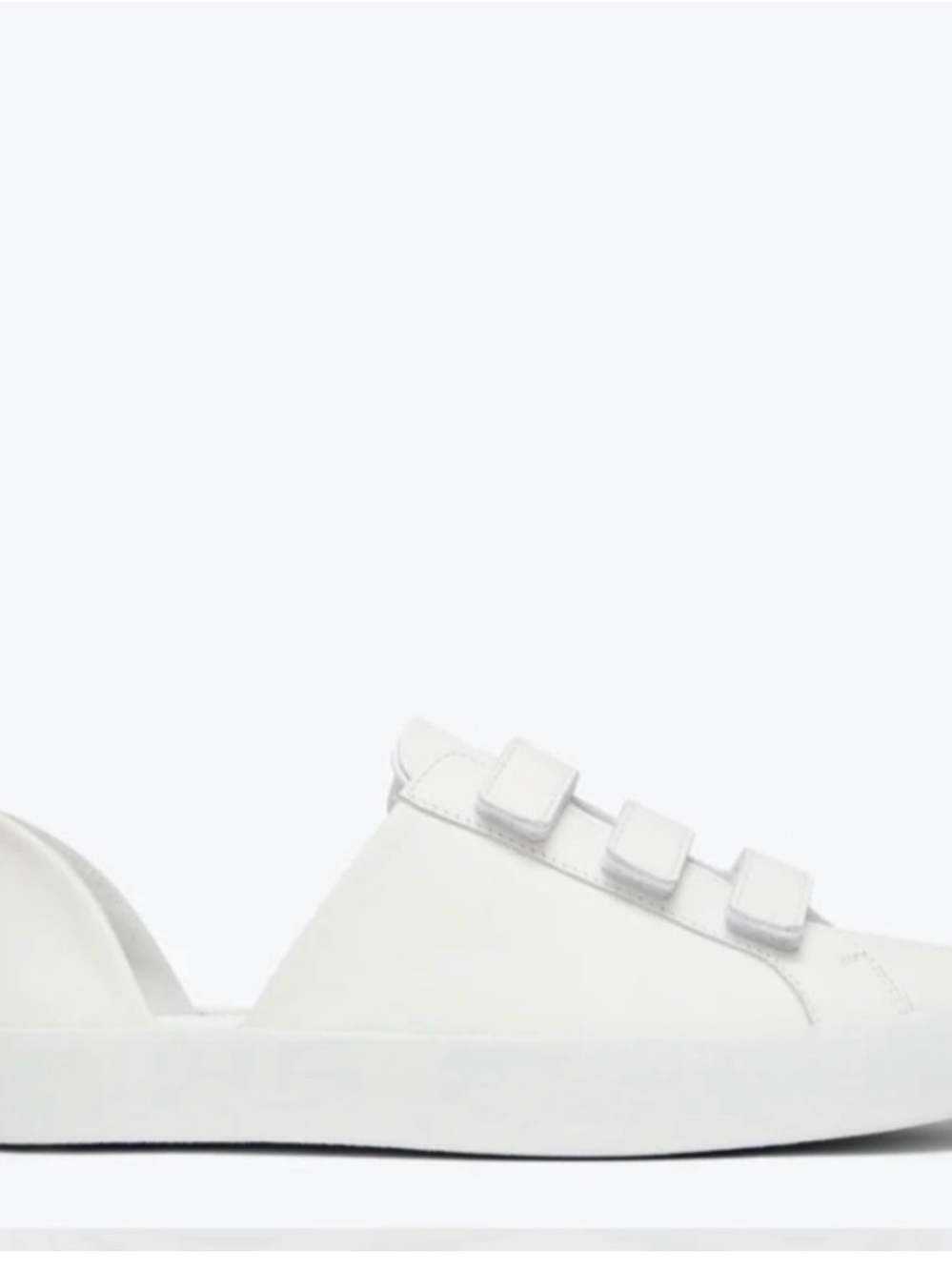 White Women's Slide Sneaker with Hook-and-Loop Straps
